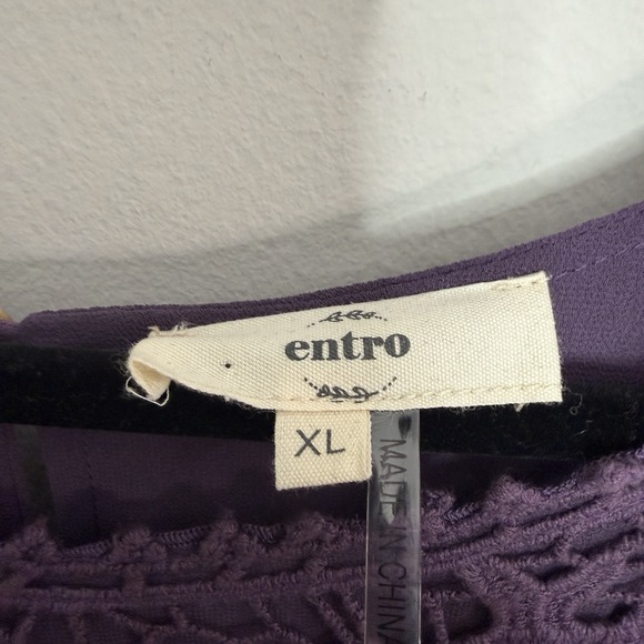Anthropologie Entro Purple Tunic Top XL Crochet Neck Sleeveless Swing Short - Picture 4 of 10
